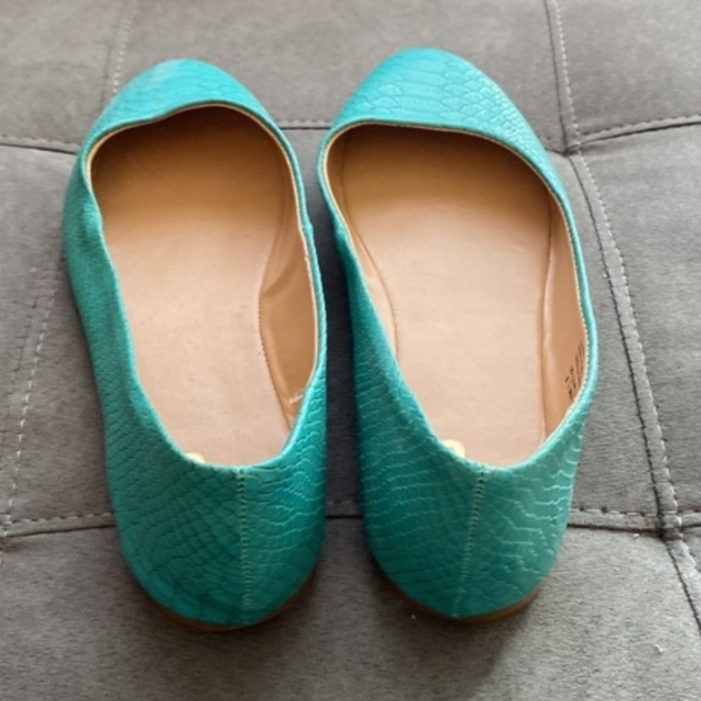 Mix No. 6 Teal Snake-Embossed Ballet Flats - Picture 3 of 10